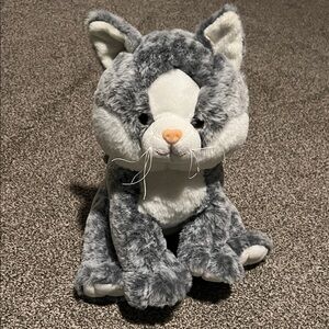 NEW Condition super soft large gray & white plush cat toy from The Bear Factory!